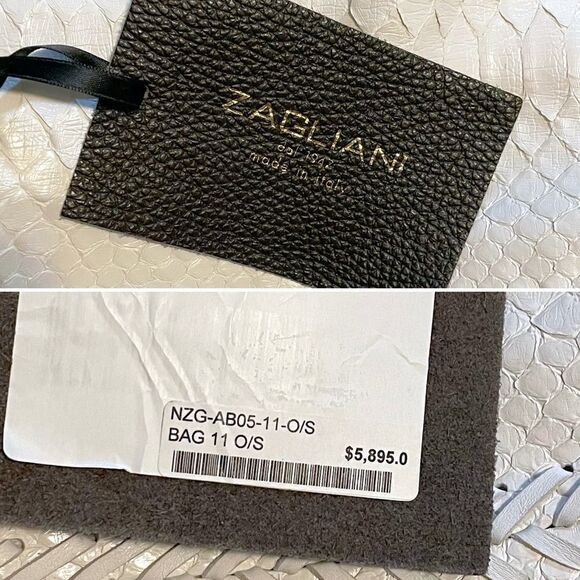 Zagliani White Python Satchel with Removable Crossbody Strap Large Braided Italy - Picture 16 of 16